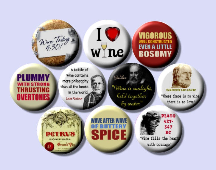 WINE LOVER 10 Pinback 1" Buttons Badges Pins