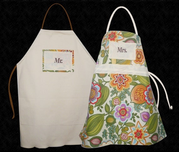 Matching Couple Aprons for Mr. and Mrs.