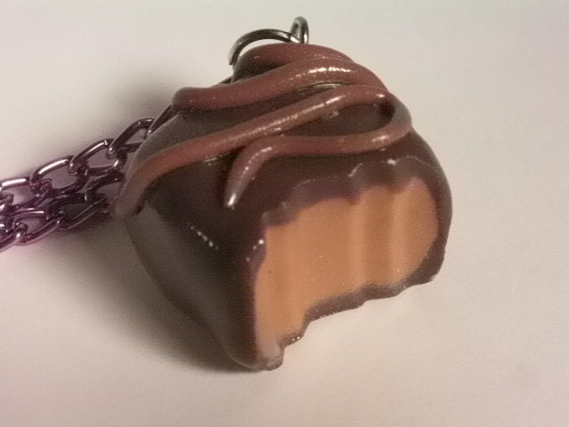 Chocolate Covered Caramel Charm Necklace