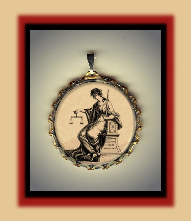 Lady Justice Art Brass Charm