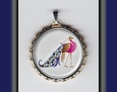 Peacock Colorful Art Brass Charm