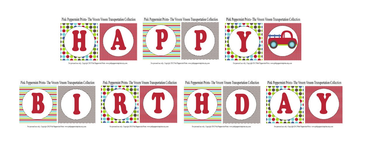 The Vroom Vroom Transportation Collection PRINTABLE Custom Birthday Sign Banner