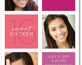 custom photo birthday graduation invitation - sweet 16