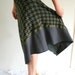 Asymmetric slip-in skirt in houndstooth pattern - grey, brown and khaki green - size medium/large US 8/10