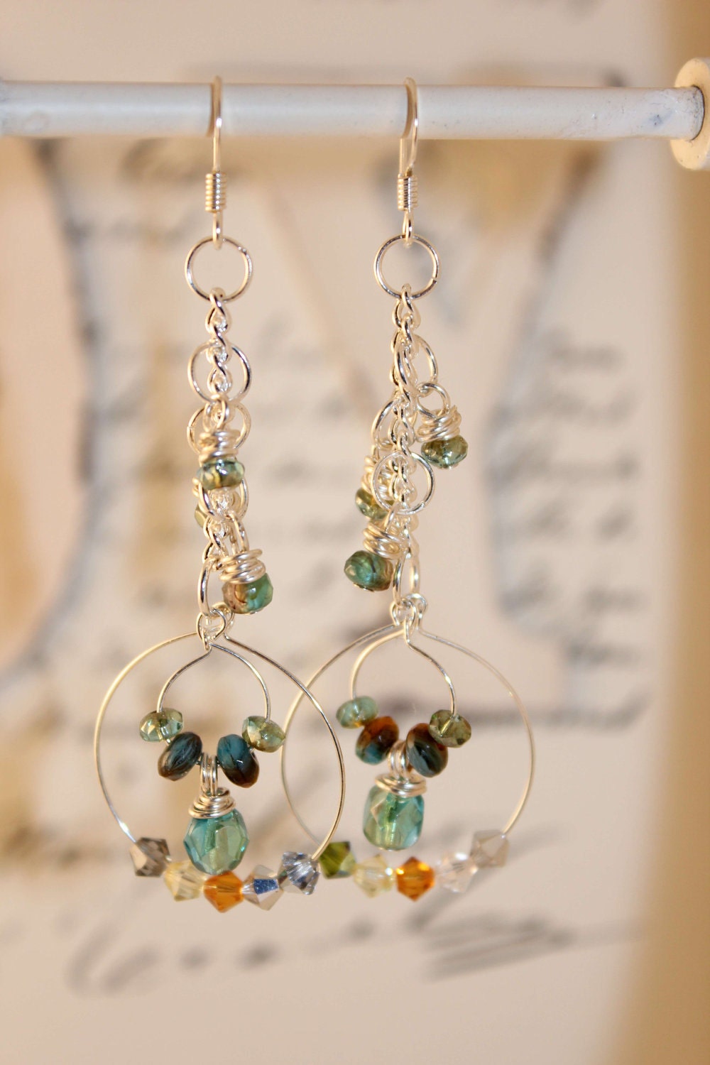 Multi Color Swarovski Dragon Glass Circles Beach Earrings