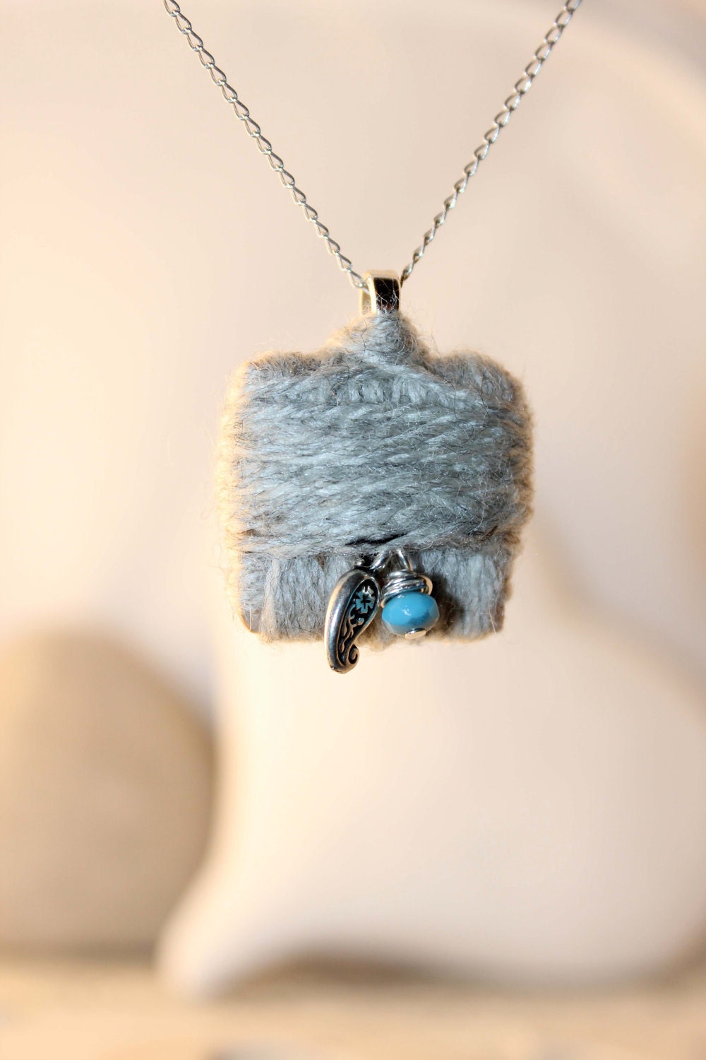 Yarn Wrap Wood Swedish Pewter Pendant OOAK