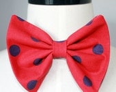 Red and blue polka dot bow tie
