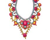 Custom One of a Kind Pastel and Neon Handpainted Vintage Rhinestone Necklace (Example)
