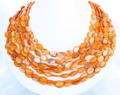 Orange Bridal Jewelry Graduated Statement Necklace and Matching Earrings