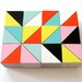 12 Color Block Magnets - BESTSELLER - Hand Painted Wood Blocks in TOKYO SET (Pink, Aqua, Yellow) - Geometric, Triangles, Color Block