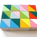 12 Color Block Magnets - Hand Painted Wood Blocks in RIO SET (Pink, Green, Blue, Orange) - Geometric, Triangles, Color Block
