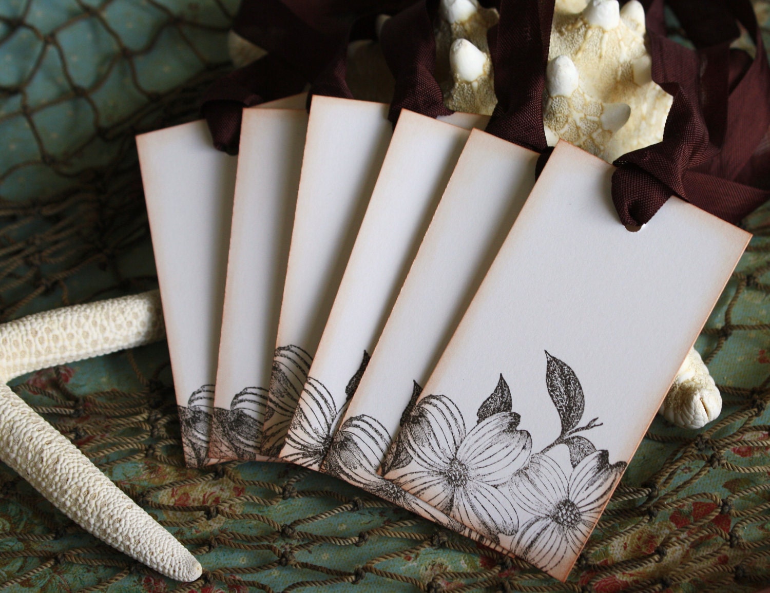 Wedding Wish Tree Tags - Beach Flower- Beach Theme Wedding- All Occasion Beach Tags- Set of 6