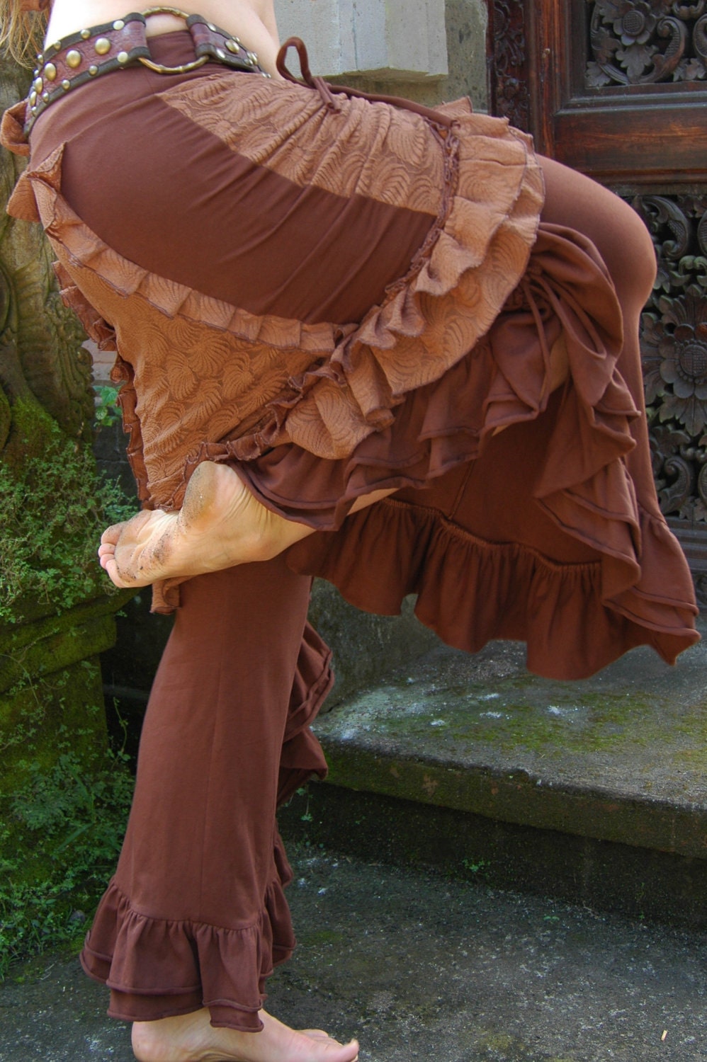 Tribal Bellydance Ruffle Pants-Red