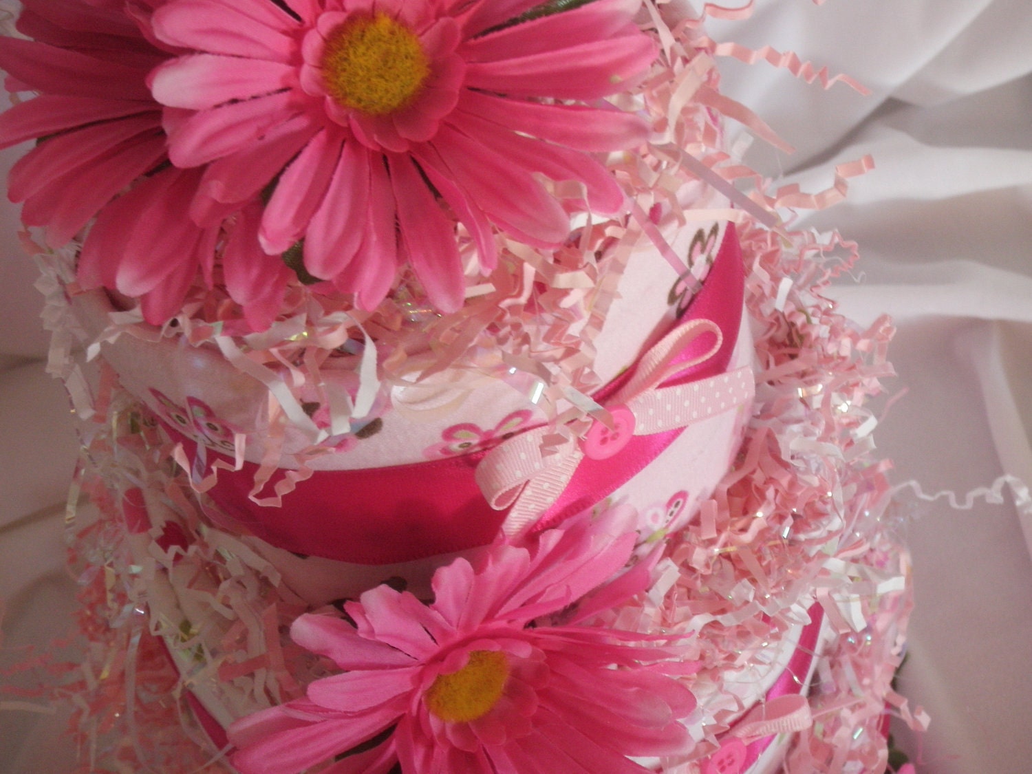 3 Tier Loaded Diaper Cake Baby Girl  Bibs, Burp Cloths, Diapers, Onesies and More