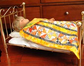 Yellow Broken Dishes Doll Quilt - Fits American Girl or Any 18" Doll-Sized Bed