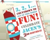 Rocket Ship Spaceship Birthday Party Printable Invitation - DIY Print - Blast Off Il_170x135