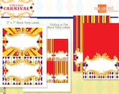 Vintage Carnival Circus Printable Blank Party Label Package - DIY Print - Primary Colors Il_170x135