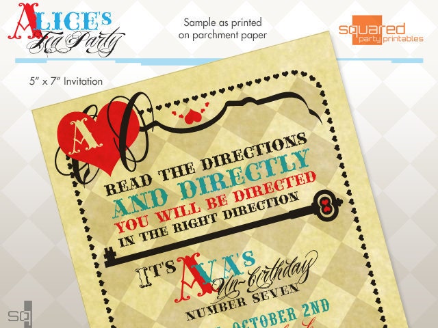 Alice in Wonderland Vintage Tea Party Invitation - Printable UnBirthday Invite - DIY Print - Alice's Tea Party Il_570xn