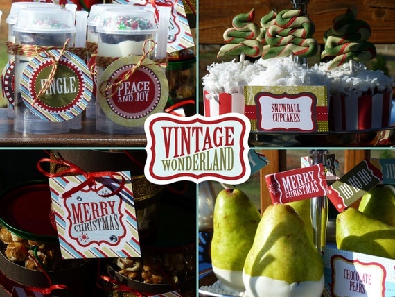 Christmas Holiday Party Printables ON SALE - DIY Printable Package - Vintage Winter Wonderland - Do-it-Yourself Print Kit Il_570xn