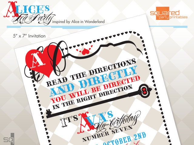 Alice in Wonderland Vintage Tea Party Invitation - Printable UnBirthday Invite - DIY Print - Alice's Tea Party
