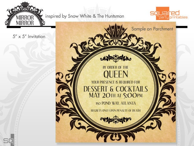 Evil Queen Gothic Cocktail Party Invitation - DIY Printable - Inspired by Snow White & The Huntsman