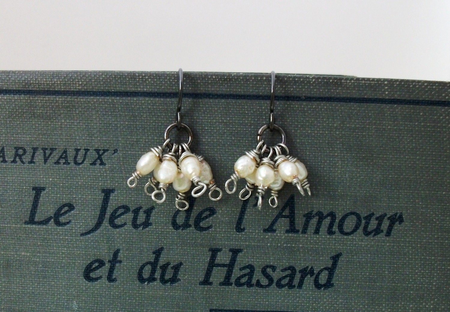 Innocence Stone - FREE SHIPPING Wire Wrapped Earrings Petite Raw White Pearl Gemstone Mineral Stone Bridal Wedding Moon Unique Gift