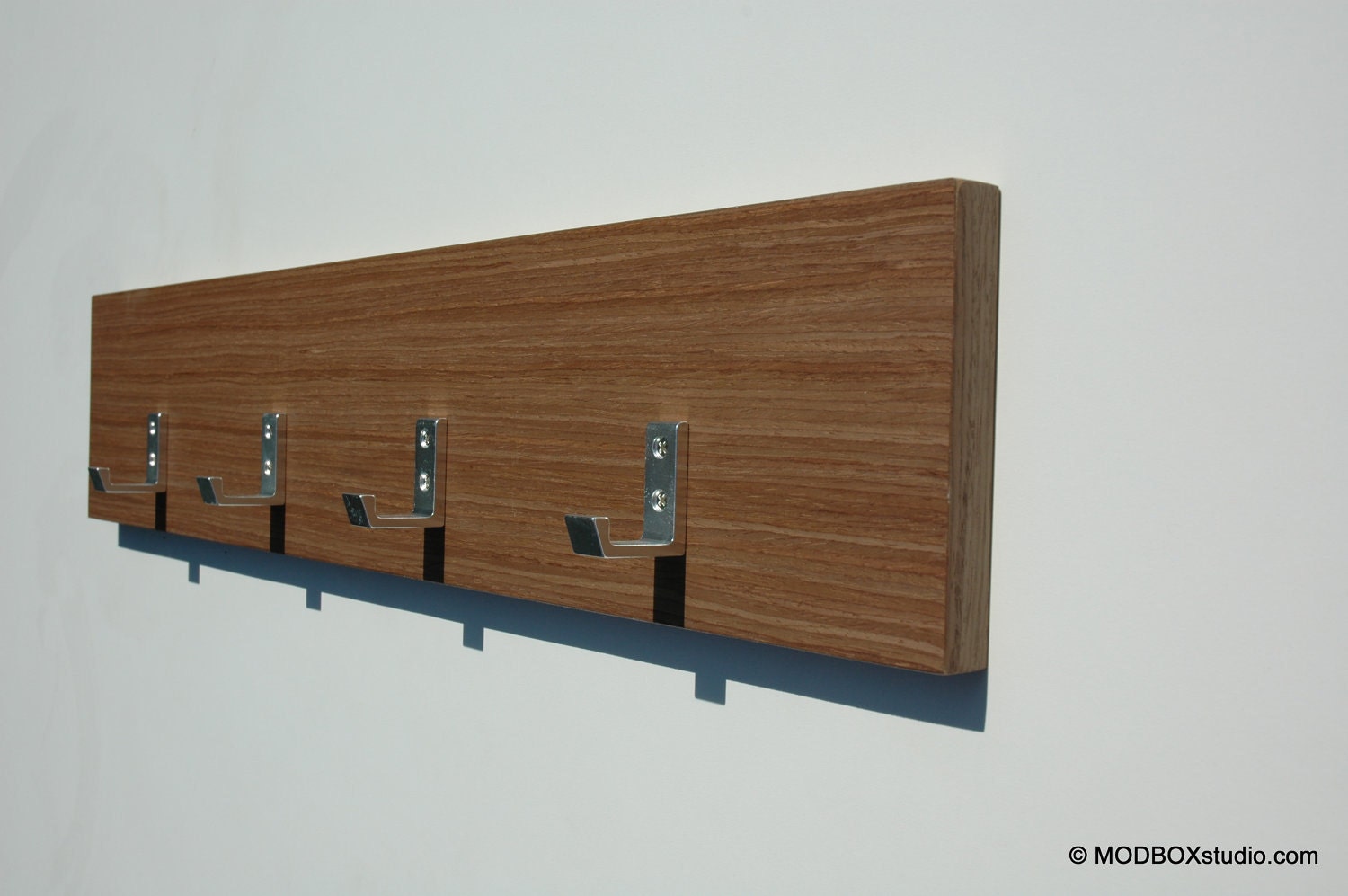 Minimalist Modern Coat Rack, Key Rack Coat Hook Hat Rack in Walnut 4 Hooks