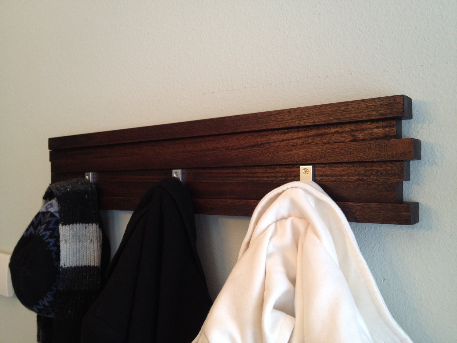Backpacks Rack 4 Hook Modern Key Hat Coat Minimalist Wall Hanging w/ 4 Hooks Dark Espresso Finish