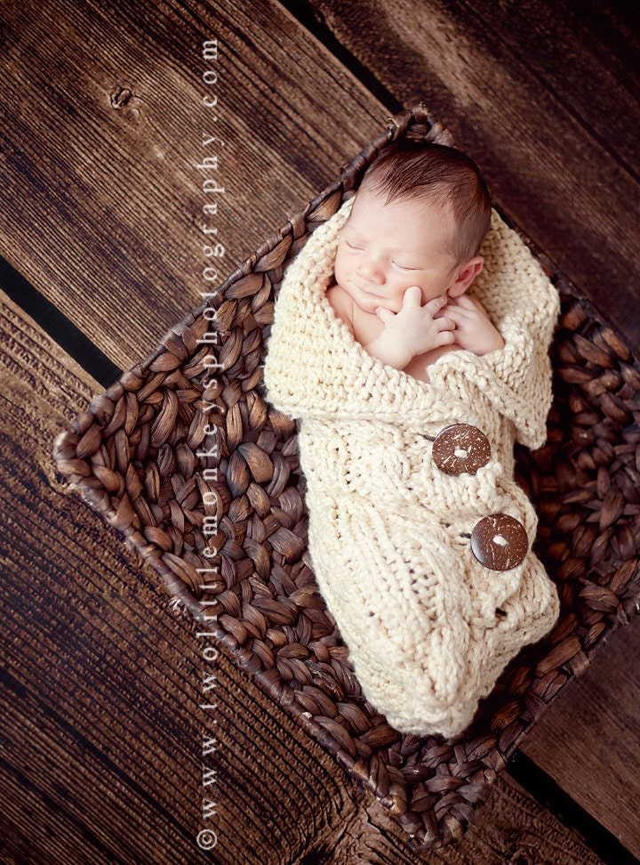 Organic Cabled Baby Cocoon - 100% Organic Cotton - Free Domestic Shipping