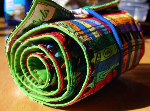 Crayon Roll - Boy or Girl - Primary Colors - Crayon Holder