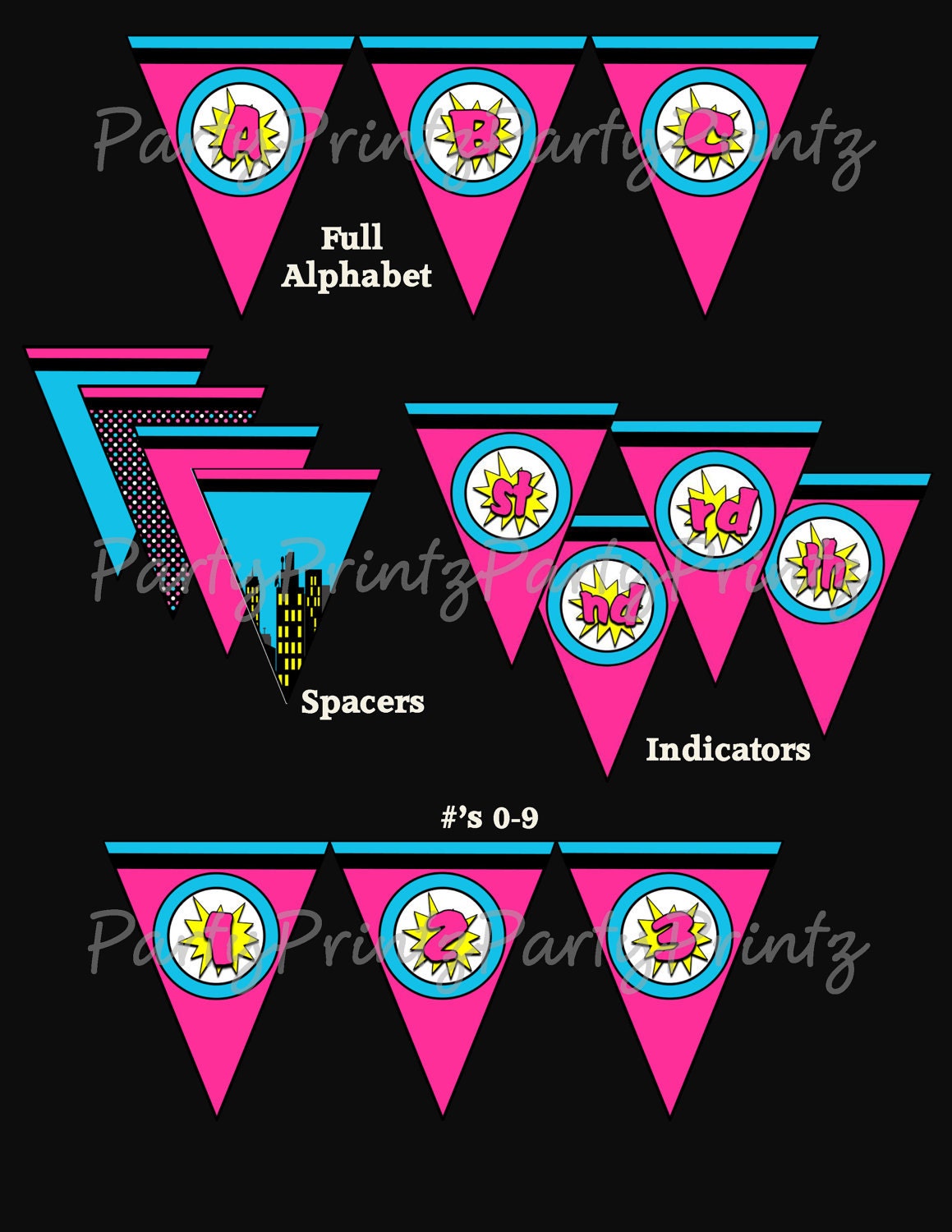 Printable SuperGirl Banner - Birthday - Superhero Girl - Full Alphabet Il_170x135