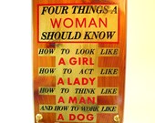 Vintage Funny Woman Cedar Sign - Key Hanger 1960's