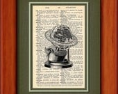 Dictionary Art Print - Antique Globe - 6 3/4" x 9 3/4" - Art Print on Upcycled Dictionary Page