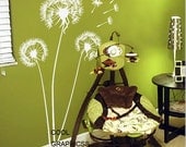Dandelions in the wind - vinyl wall decals wall sticker,bedroom children wall decor,art home decor wall hanging white brown