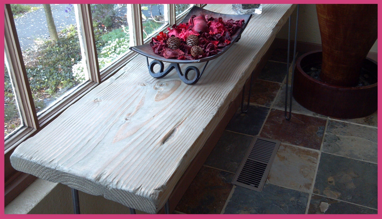 Industrial Table, Console Table, Entry Table, Side Table, Hall Table - Reclaimed Rustic Driftwood with Steel Hairpin Legs