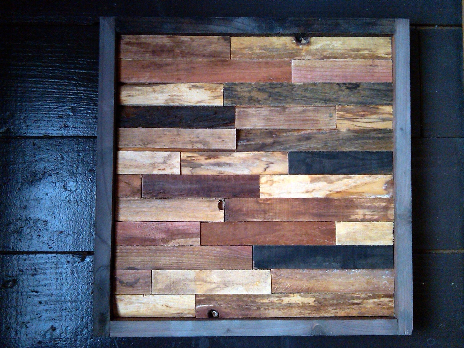 Modern Reclaimed Barnwood Art Wall Sculpture - 12x12