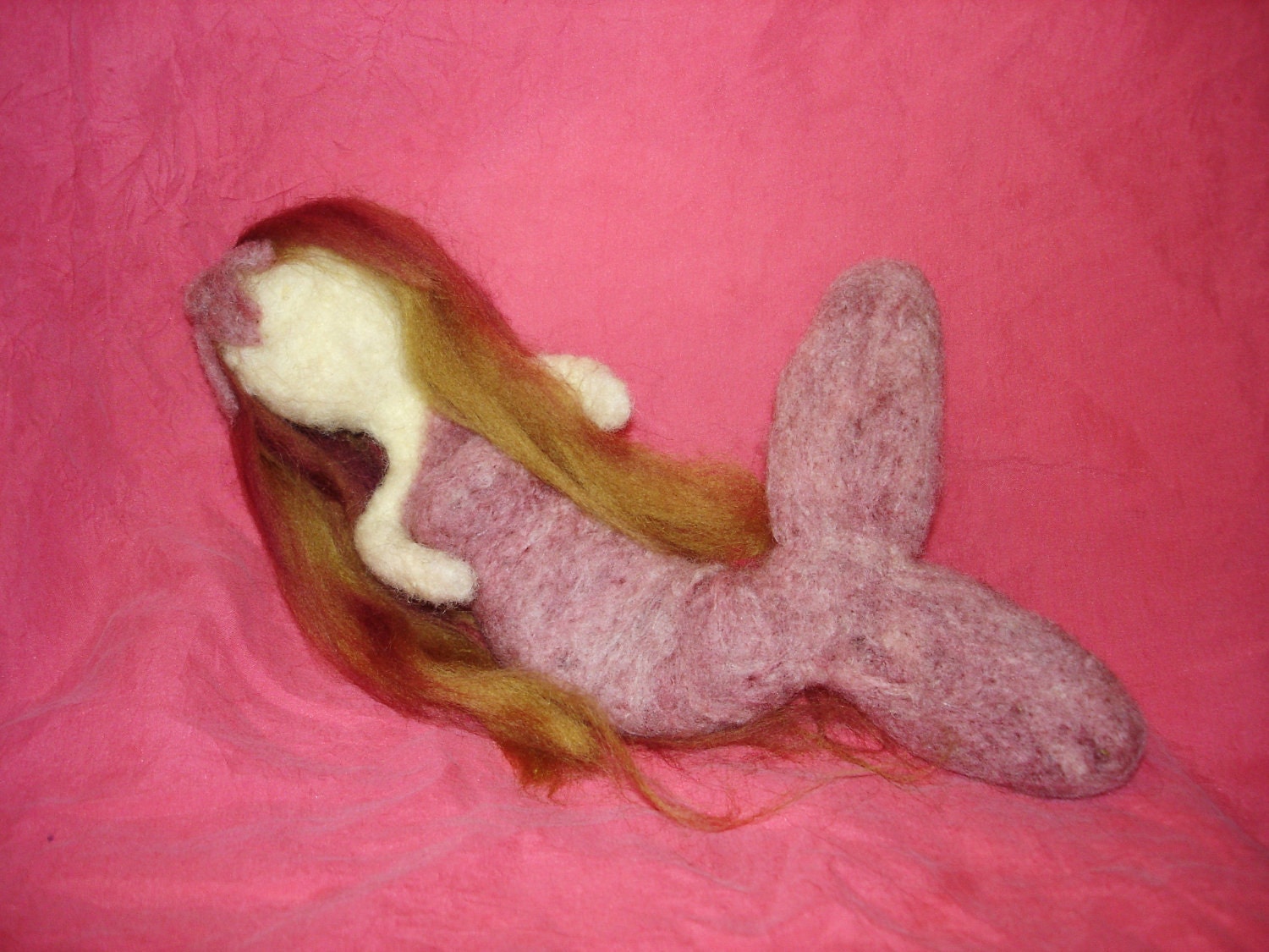 needle felted mermaid wool art doll  - plush - ready to ship