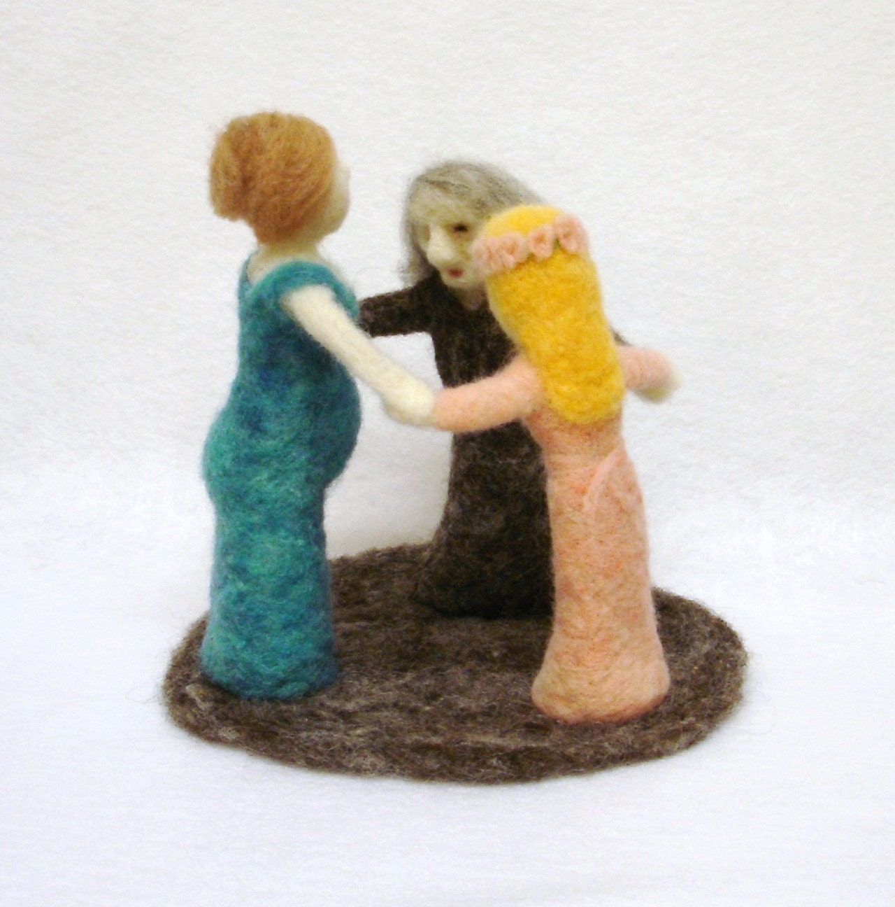 Life's Triad - maiden, mother, and crone goddess needle felted sculpture - three phases of life
