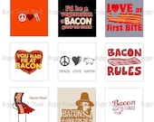 INSTANT DOWNLOAD I Love Bacon Inspired Digital 1 inch Square Images 2 4x6 sheets