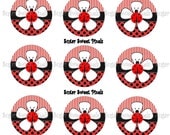 INSTANT DOWNLOAD Ladybug Flower 1inch Circle Bottlecap Images 4x6 sheet