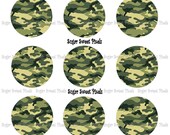 INSTANT DOWNLOAD Blank Green Camo  1 inch Circle Bottlecap Images 4x6 sheet