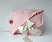 Light Pink Large Messenger Ivory  Ribbon Bow  Bag Adjustable strap