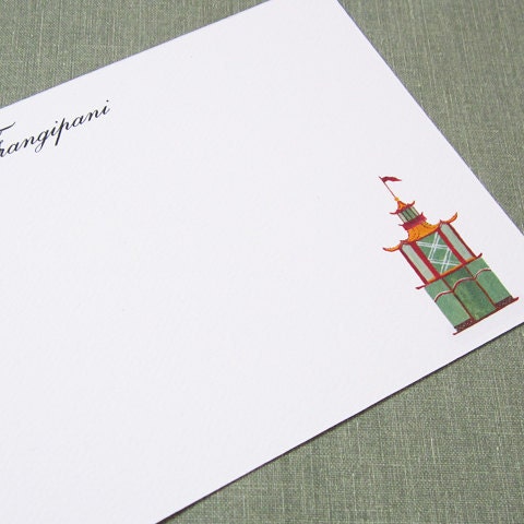 PERSONALIZED STATIONERY, Chinoiserie Pagoda Design