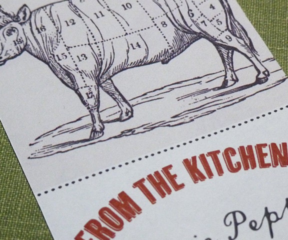 From the Kitchen of Sticker or Bookplate with Cow Diagram 24 Set