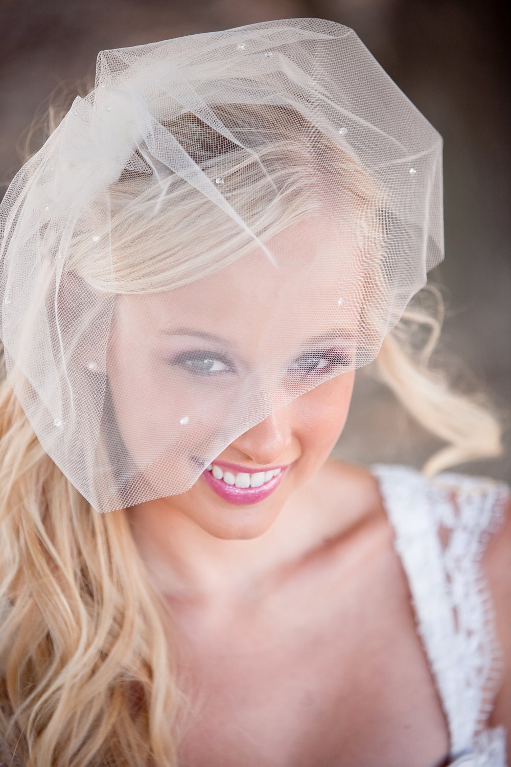 Birdcage Veil, Tear Drop Blusher Wedding, Bridal Veil, Blusher Veil