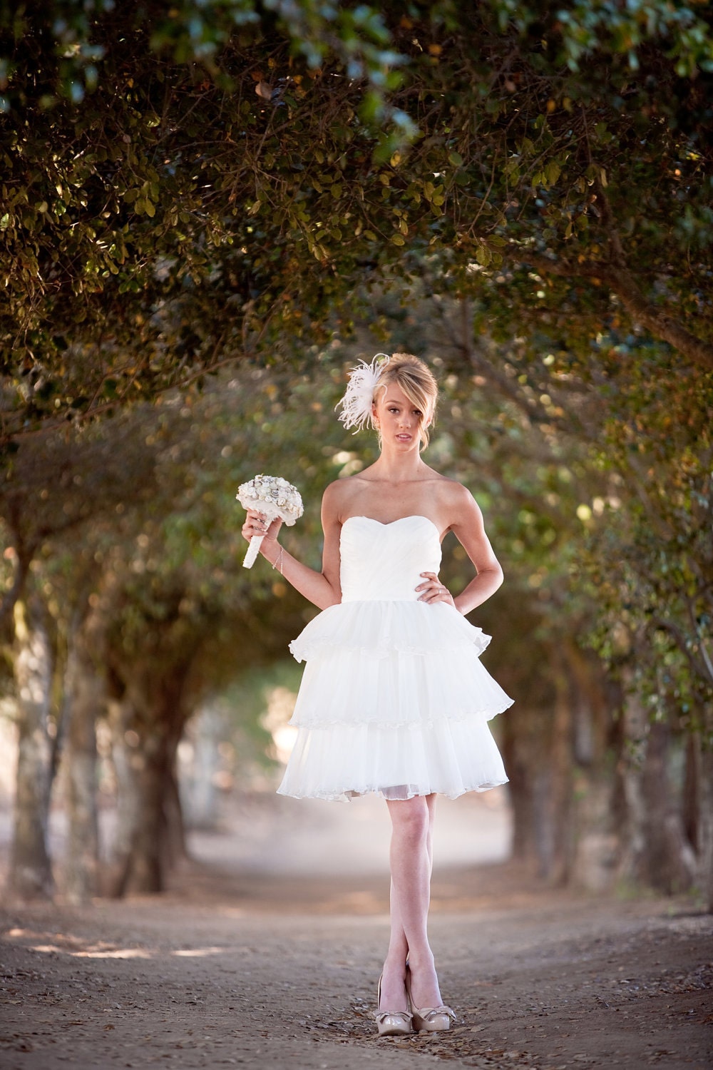 Alvina- Knee Length Wedding Dress, Repception Dress, Garden Wedding