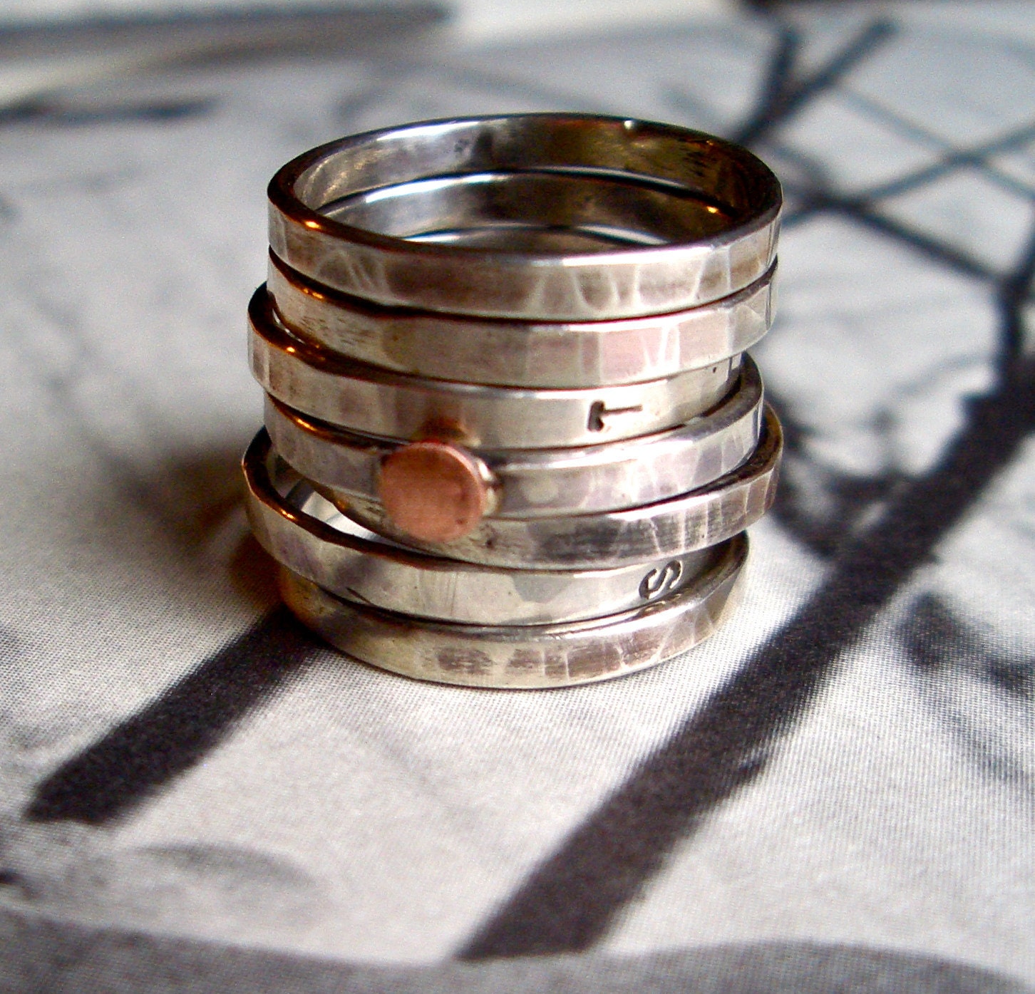 Lucky Seven: Personalized Sterling Silver Stacking Rings