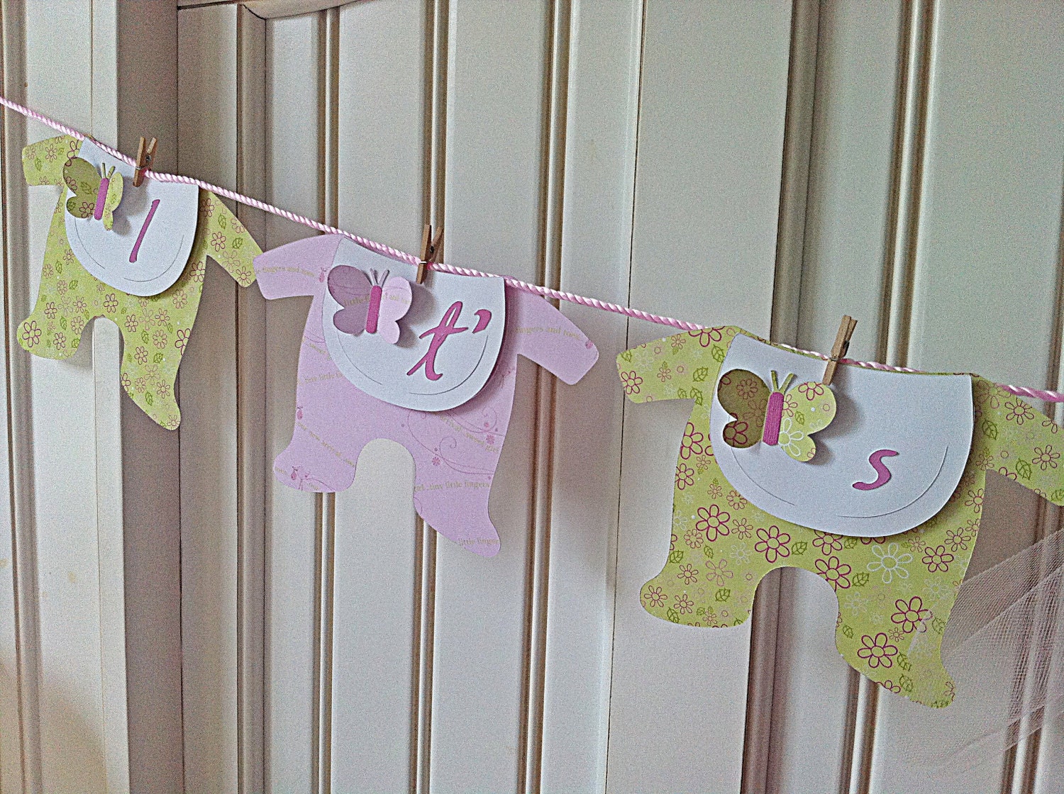 Pink and soft Green Baby Shower Banner