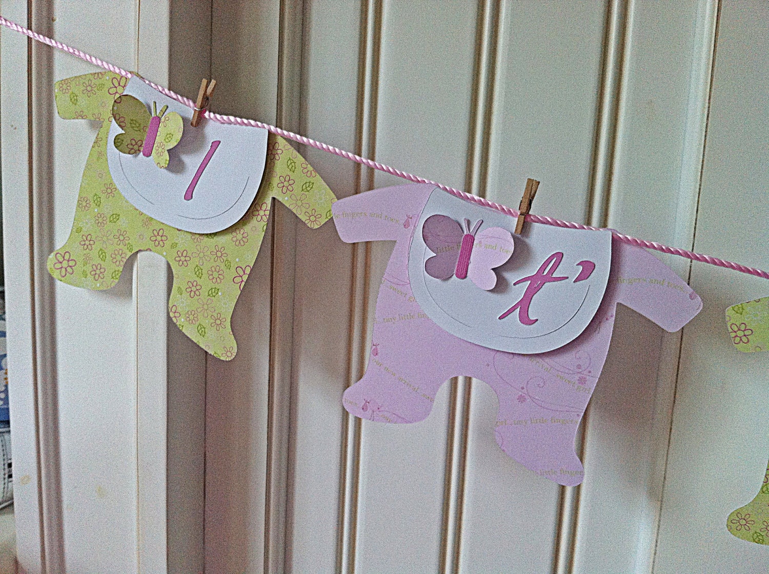 Pink and soft Green Baby Shower Banner