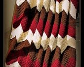 Crochet  Ripple Afghan  Made To Order Ruby Red Cream And Brown